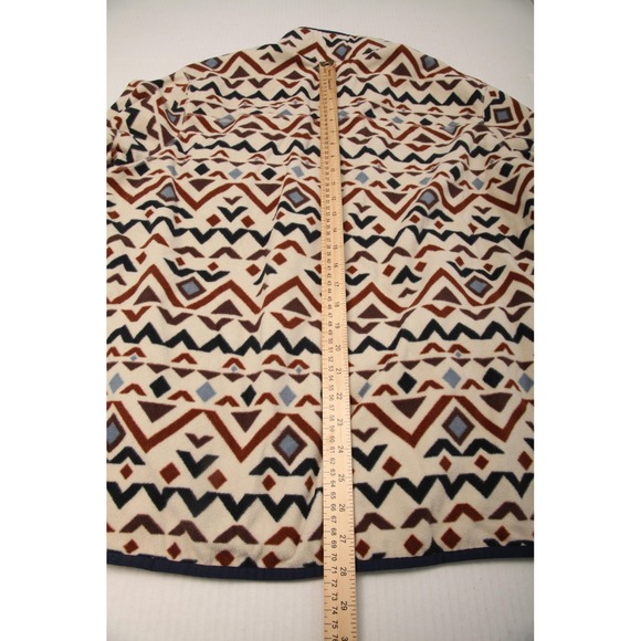 Eddie Bauer Fleece Pullover Mens XL Beige Aztec Print Quarter Snap Front Sweater - Picture 9 of 11